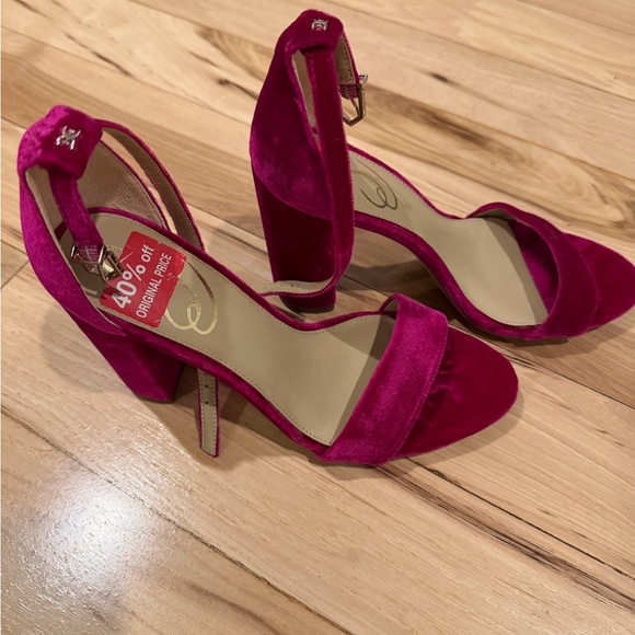 Sam Edelman Shoes - Sam Edelman Yaro Block Heel Sandals in a pink velvet finish. Size 6.5!